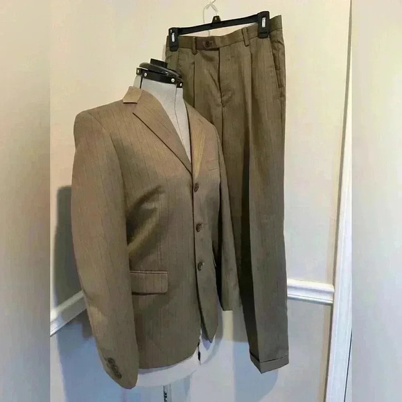 Michael Michael Kors brownish Gray‎ 2 piece Suit size 16R NWOT saddle pinstriped - Picture 14 of 14